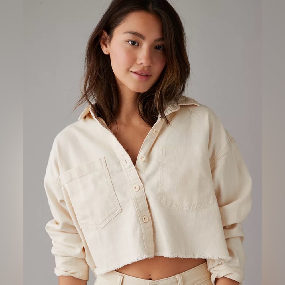 American Eagle Cropped Denim Shirt